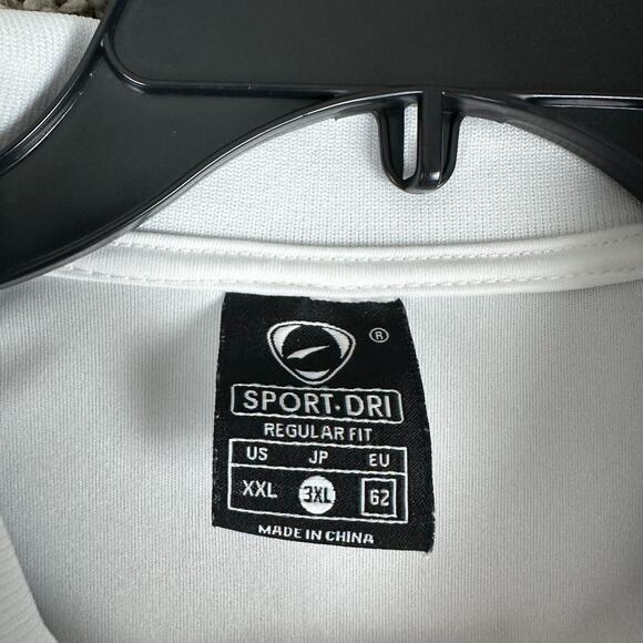 Sport Dri Shirt Mens XXL 2XL White Blue Geometric Polyester Short Sleeve - Picture 4 of 12